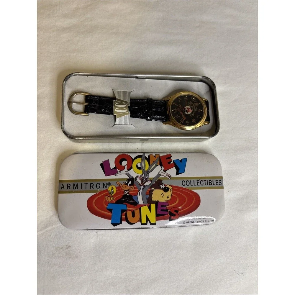 Armitron Looney Tunes Watch Unisex OS Black Good Taz 1992 Vintage 2200/44F